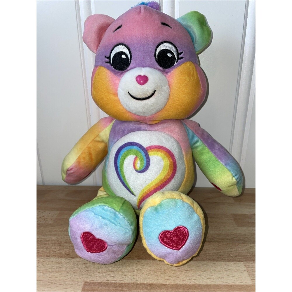 Care Bears Togetherness Bear Plush Rainbow Heart 2021 Stuffed Plush 12" Tie Dye